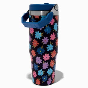 Daisy Navy Blue Stainless Steel Water Bottle,