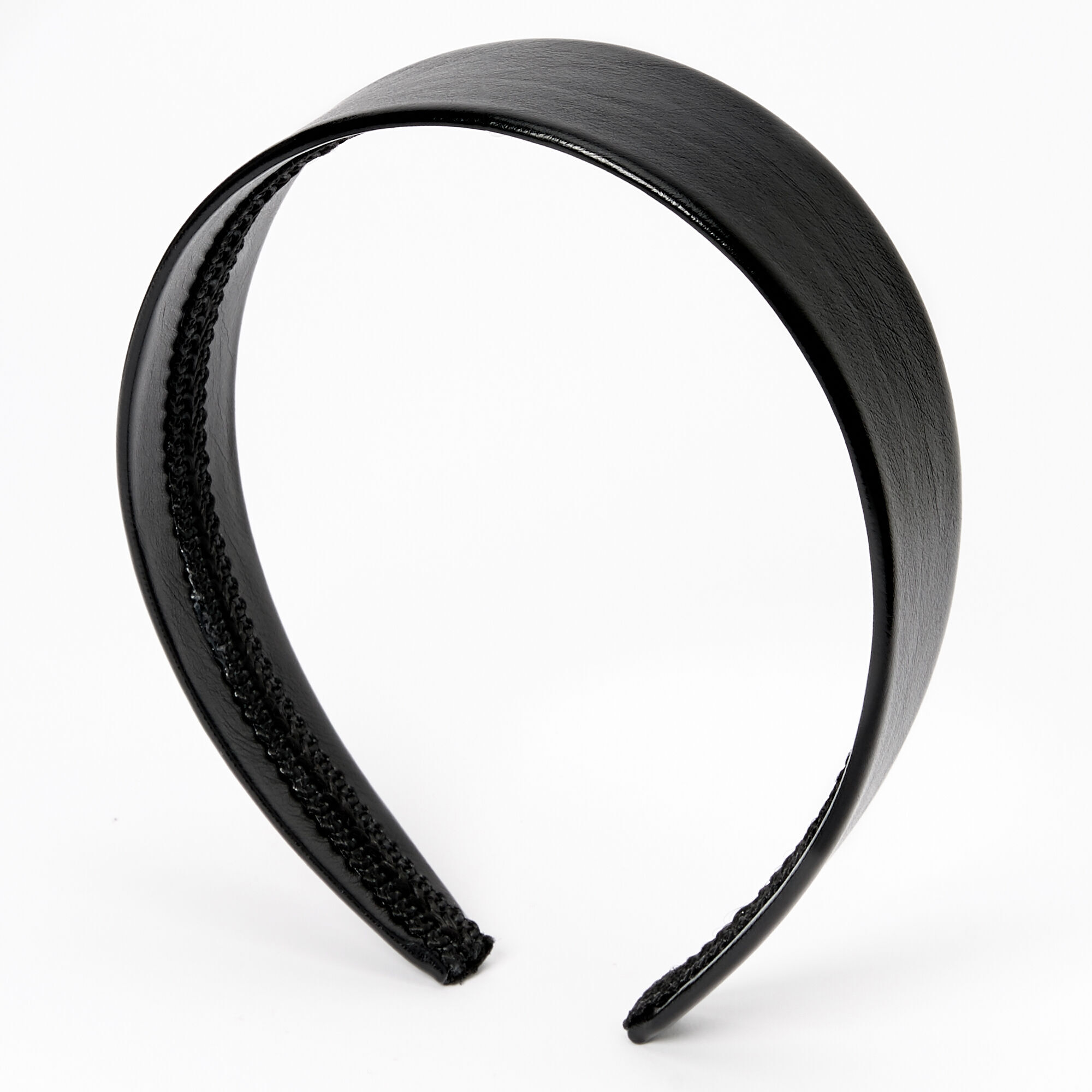 Black Faux Leather Wide Headband,