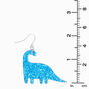 Blue Glitter Brontosaurus Dinosaur Drop Earrings,