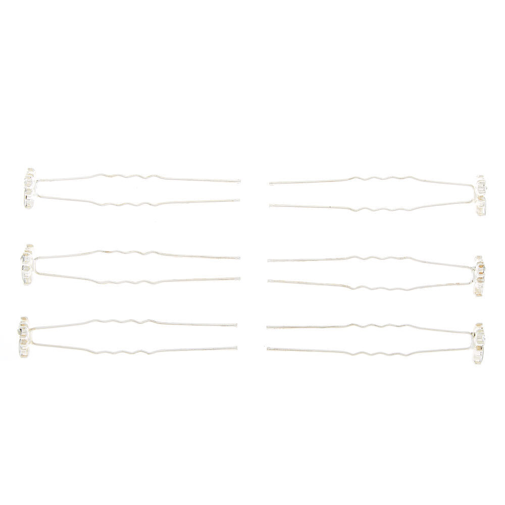 Silver Rhinestone Triangle Hair Pins - 6 Pack,