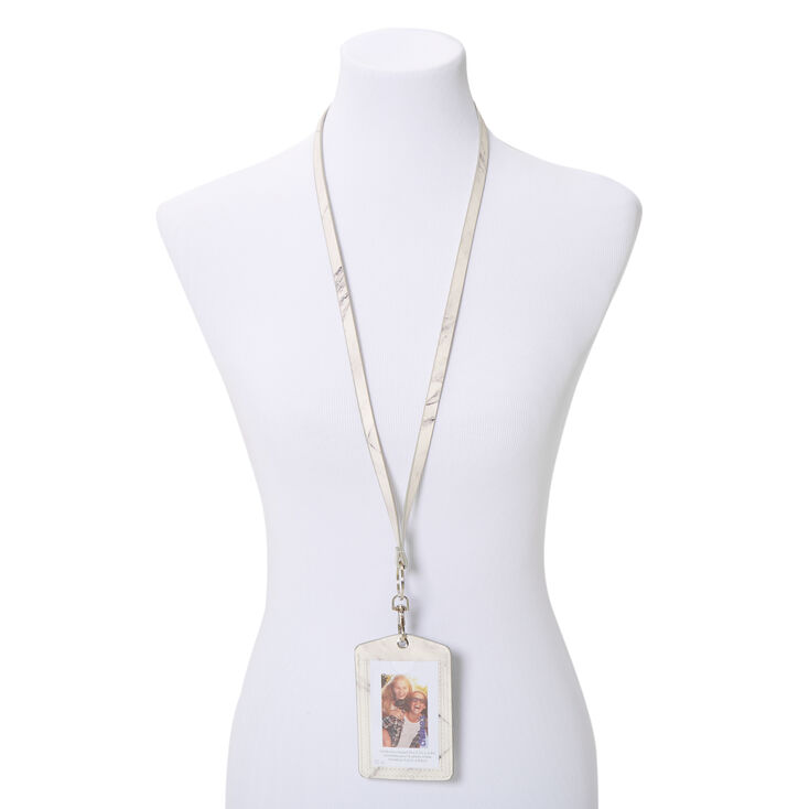 White Marble ID Lanyard,