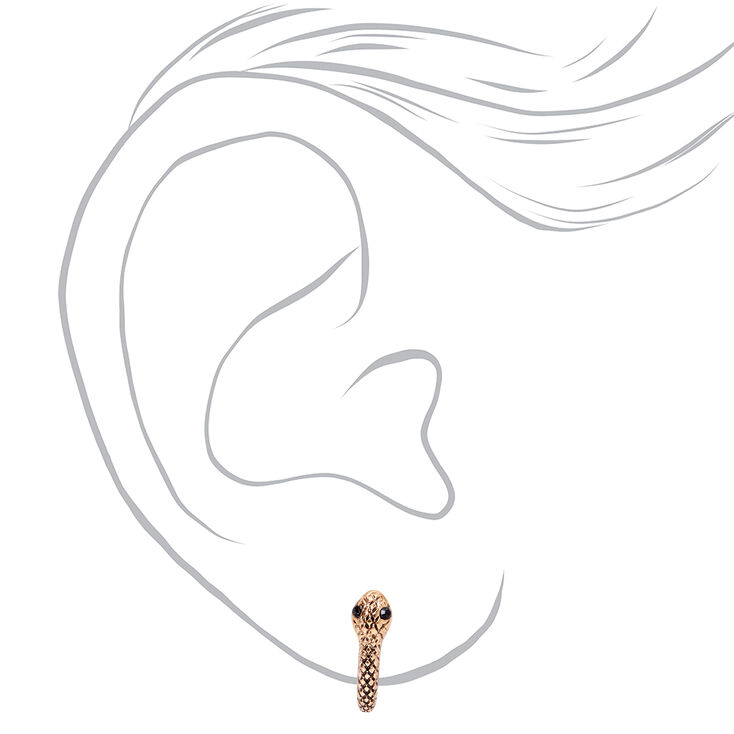 Gold 10MM Snake Huggie Hoop Earrings,