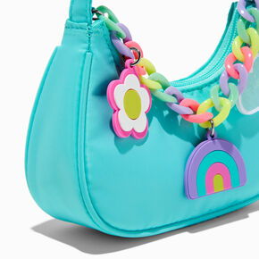 Sac port&eacute; &eacute;paule bleu sarcelle cha&icirc;ne arc-en-ciel Claire&#39;s Club,