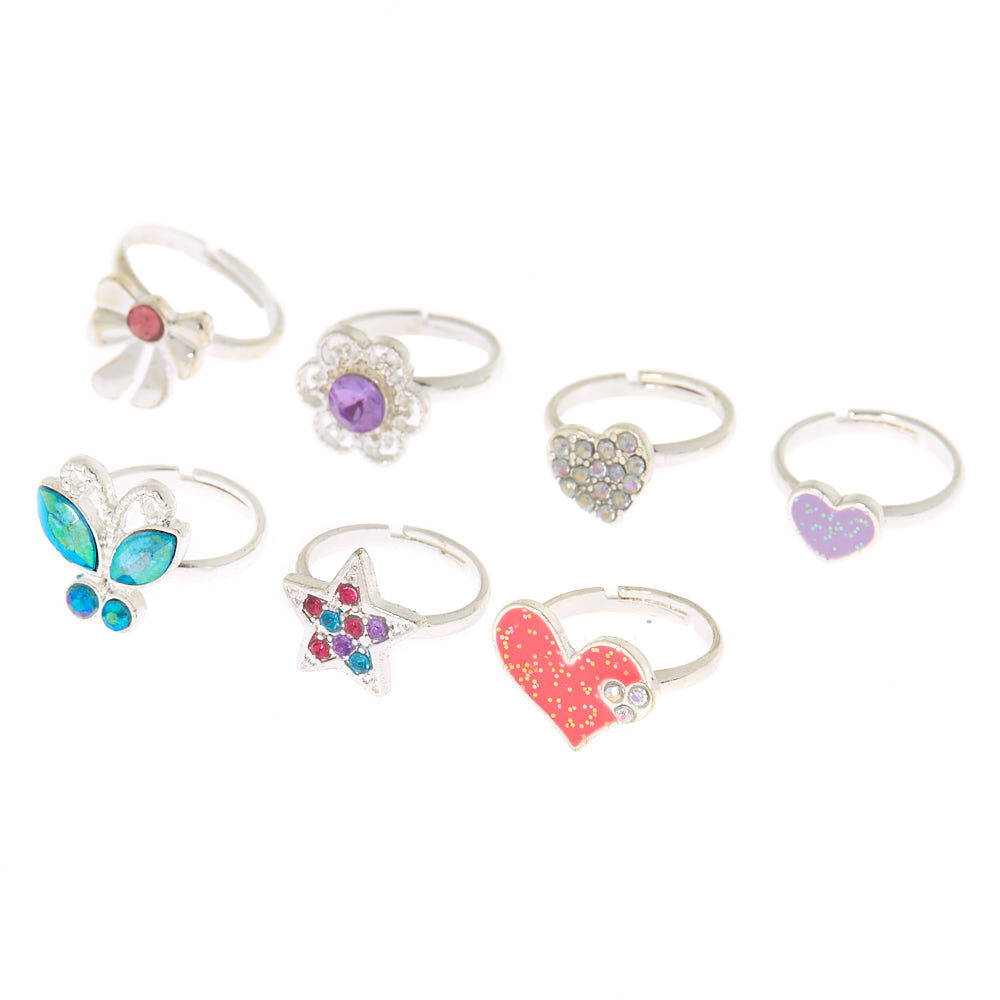 Claire's Club Heart Ring Set - 7 Pack,