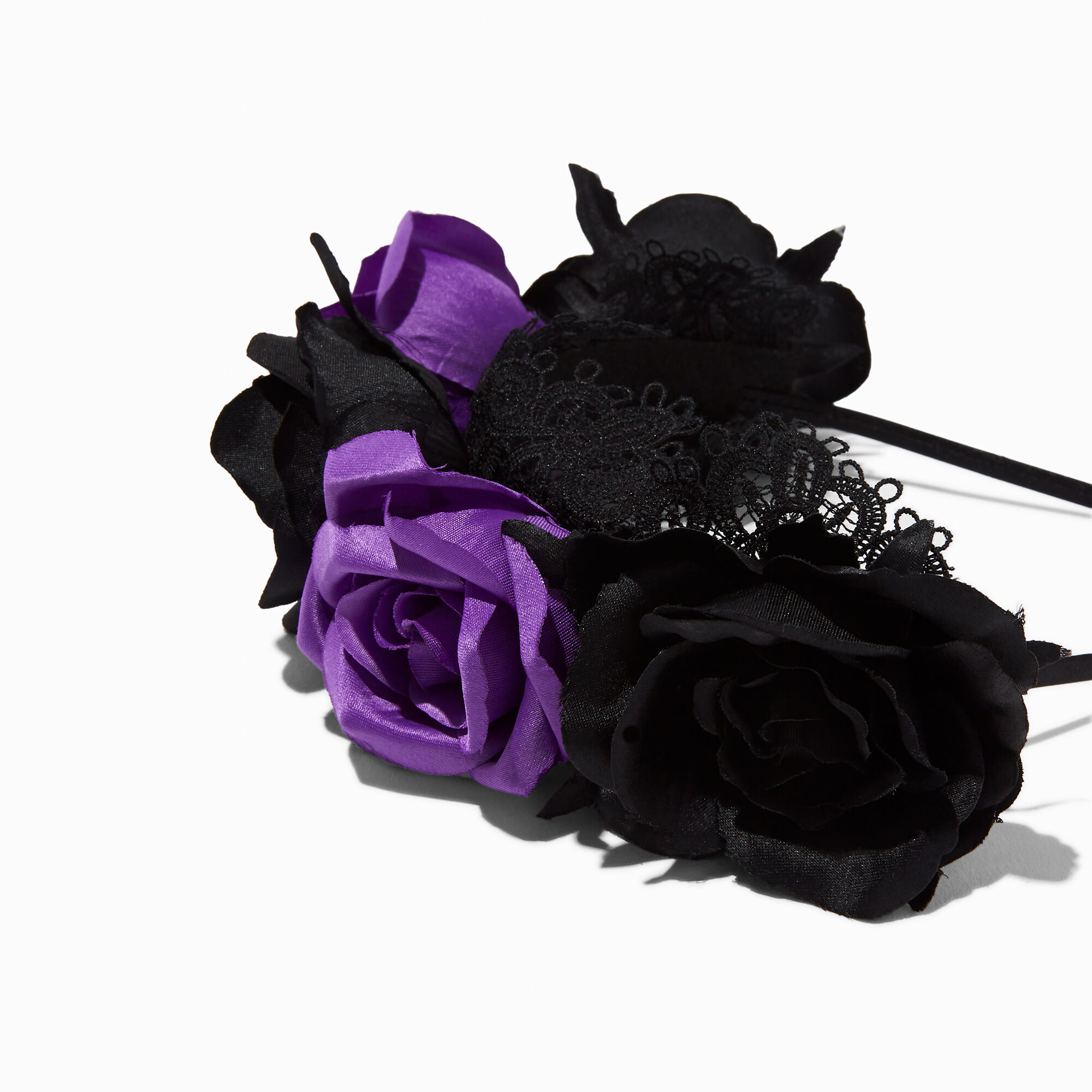 Black & Purple Flower Headband,
