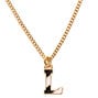 Gold Striped Initial Pendant Necklace - L,