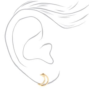 Gold Crescent Moon Outline Stud Earrings,