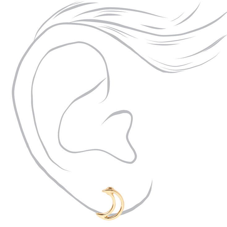 Gold Crescent Moon Outline Stud Earrings,