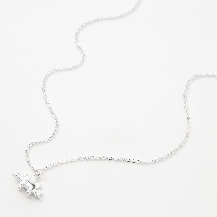 Silver Stegosaurus Pendant Necklace,
