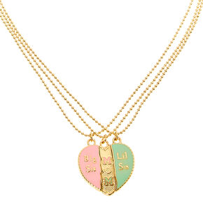 Mother &amp; Daughters Split Heart Pendant Necklaces - 3 Pack,