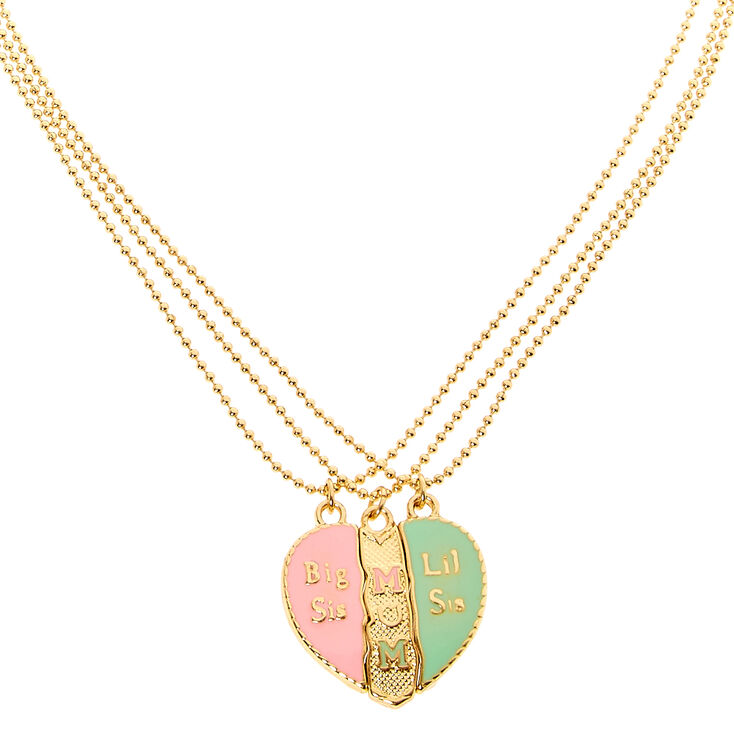 Mother &amp; Daughters Split Heart Pendant Necklaces - 3 Pack,
