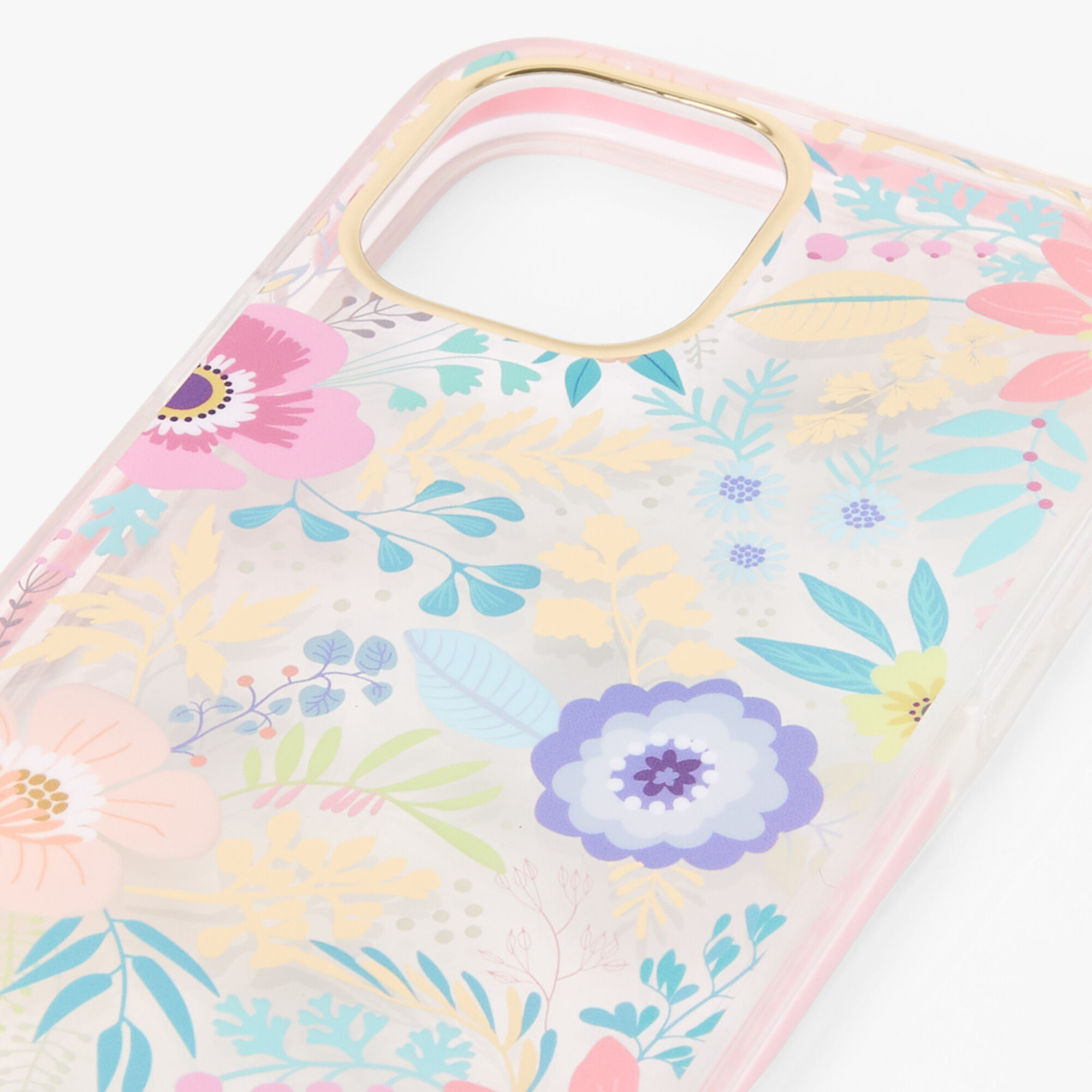 Pink Floral Clear Protective Phone Case - Fits iPhone® 12/12 Pro,