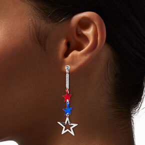 Stars &amp; Stripes Triple Star Linear Drop Earrings,