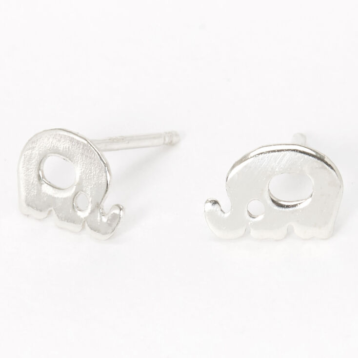 Sterling Silver Open Elephant Stud Earrings,