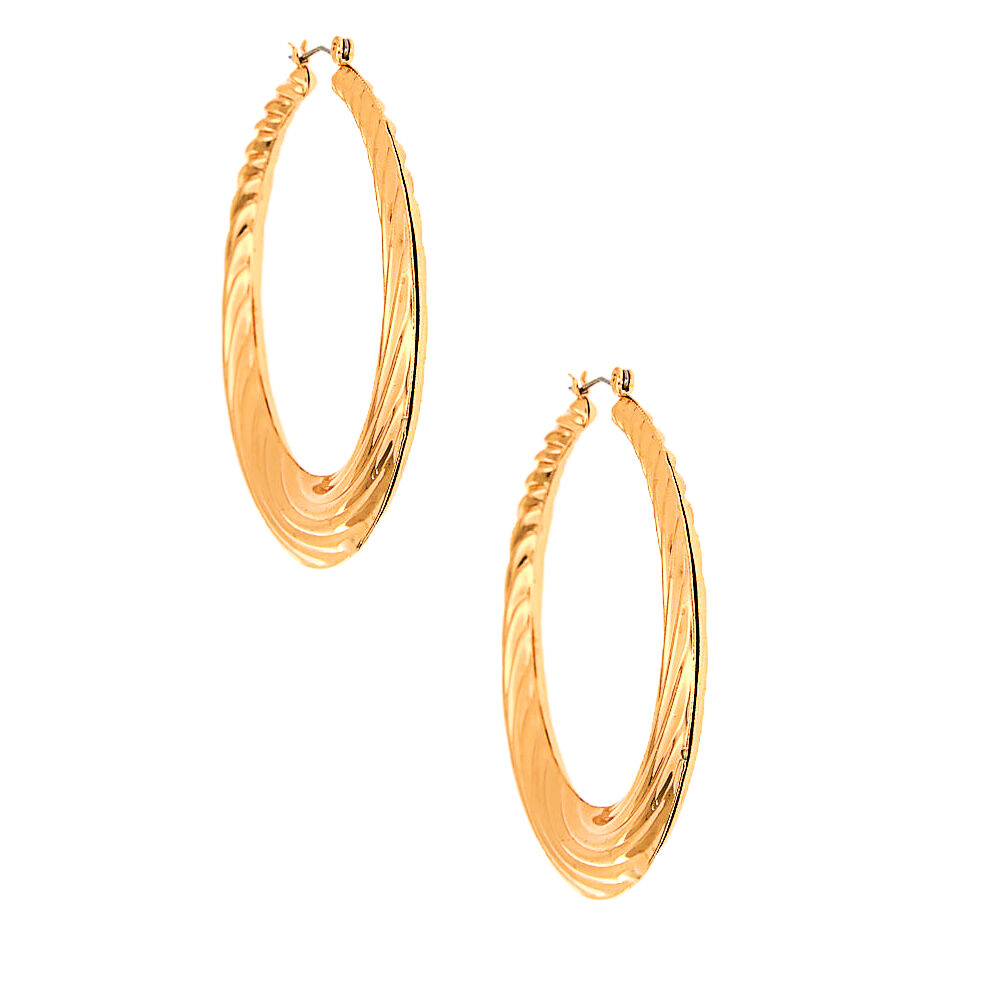 Gold 60MM Textured Hoop Earrings,