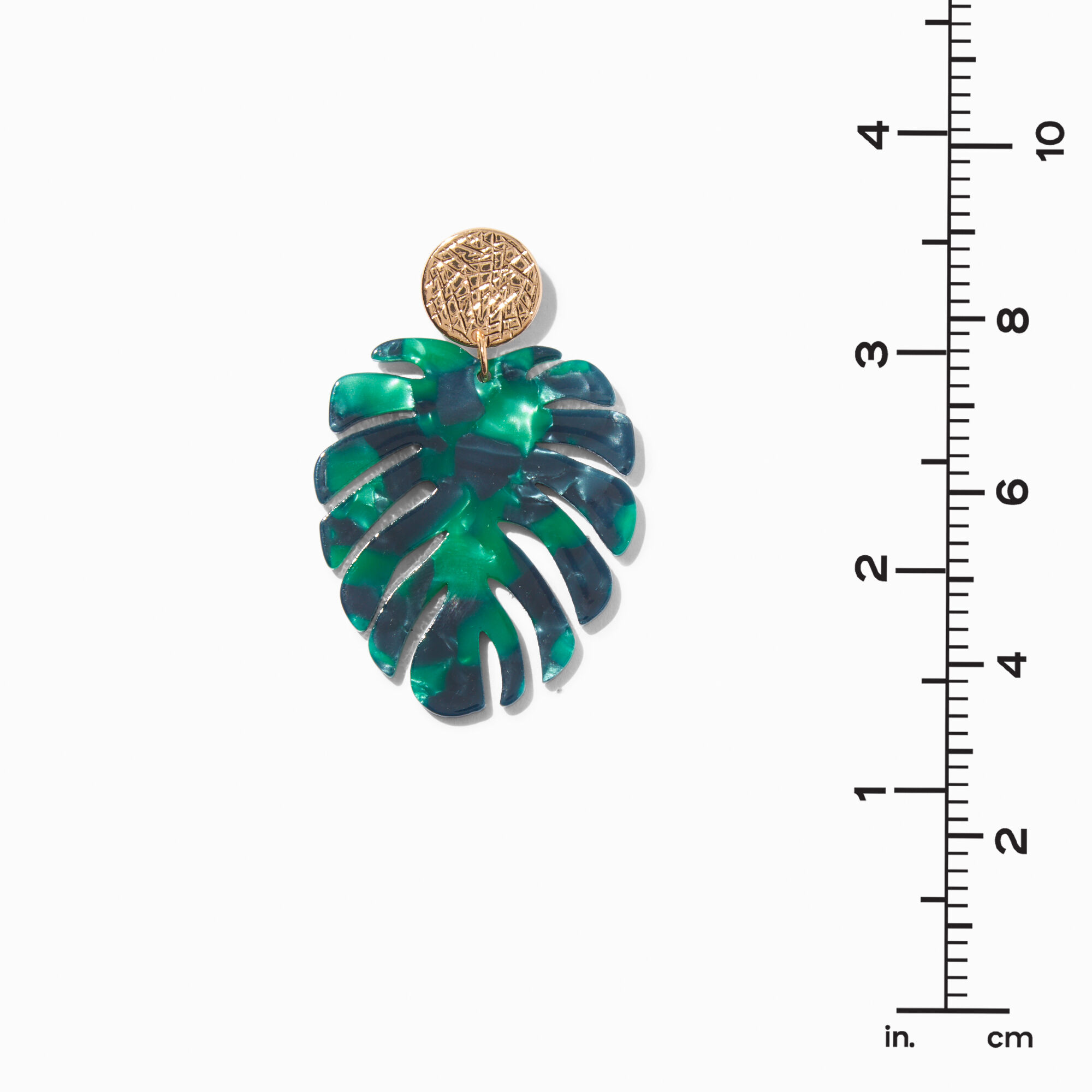 Green Palm Leaf 2" Drop Earrings,