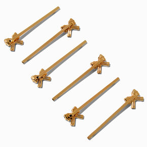 Gold Cubic Zirconia Bow Hair Pins - 6 Pack,