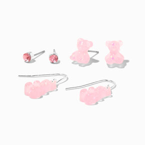 Pink Gummy Bear Glow In The Dark Earring Set - 3 Pack,