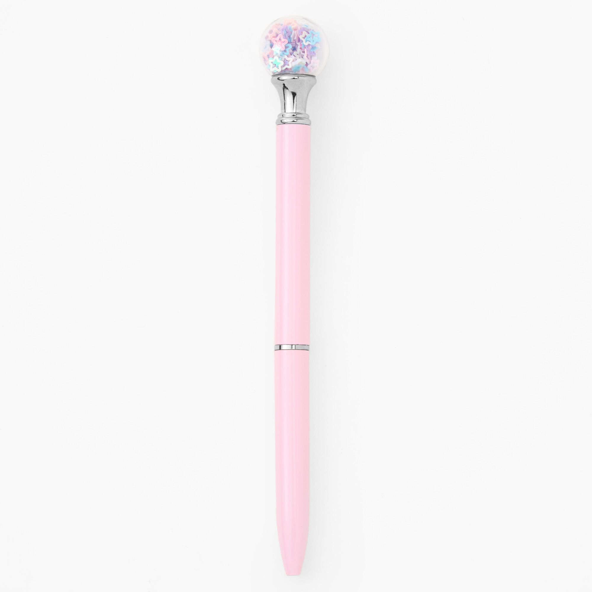 Stylo avec embout étoile à confettis mobiles - Rose,