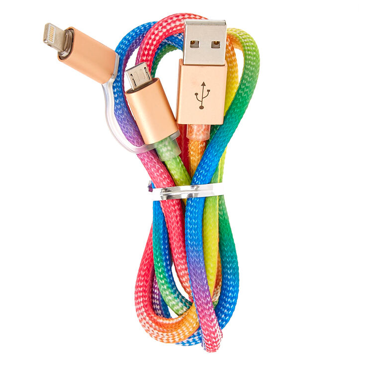 2-in-1 Light Up Rainbow USB Cord,