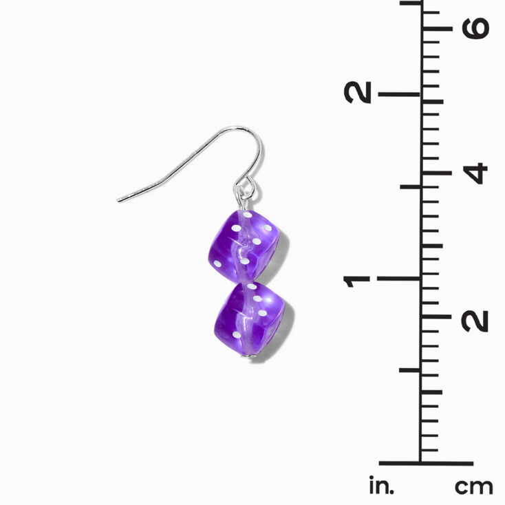 Purple Stacked Dice 1&#39;&#39; Drop Earrings,