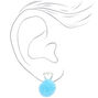 Silver Pom Pom Heart Ear Jacket Earrings - Teal,