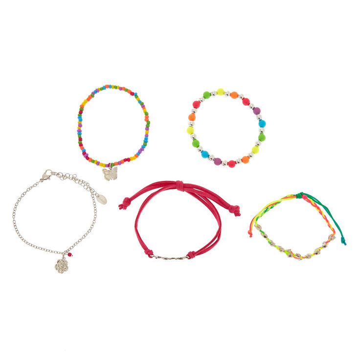 Neon Rainbow Bracelets - 5 Pack,