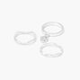 Silver Dangly Heart Textured Midi Rings - 3 Pack,