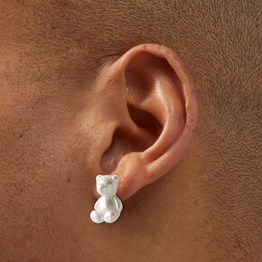 Pearlized Bear Stud Earrings,