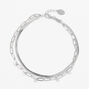 Silver Confetti Paperclip Snake Multi-Strand Chain Anklet,