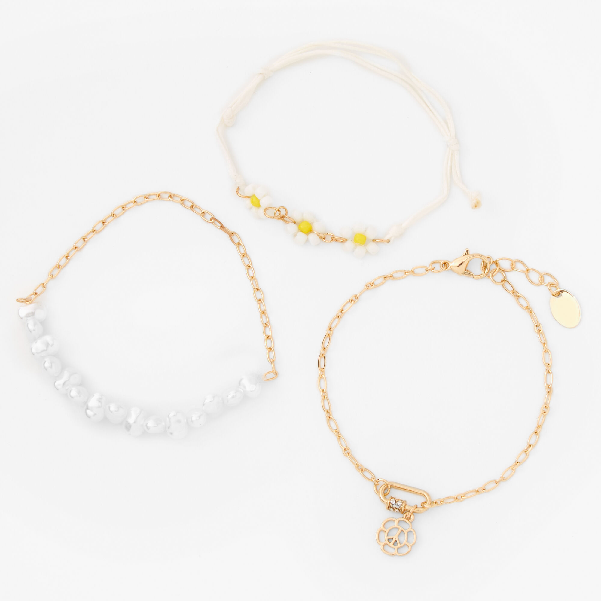 Gold Beaded 90s Bracelet Set - 3 Pack,