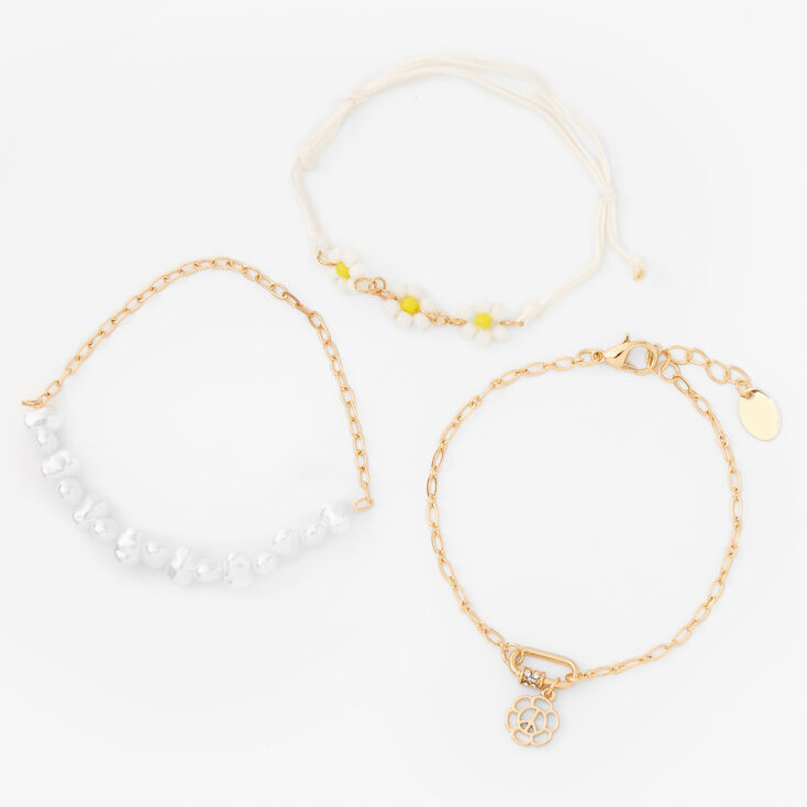 Gold Beaded 90s Bracelet Set - 3 Pack,