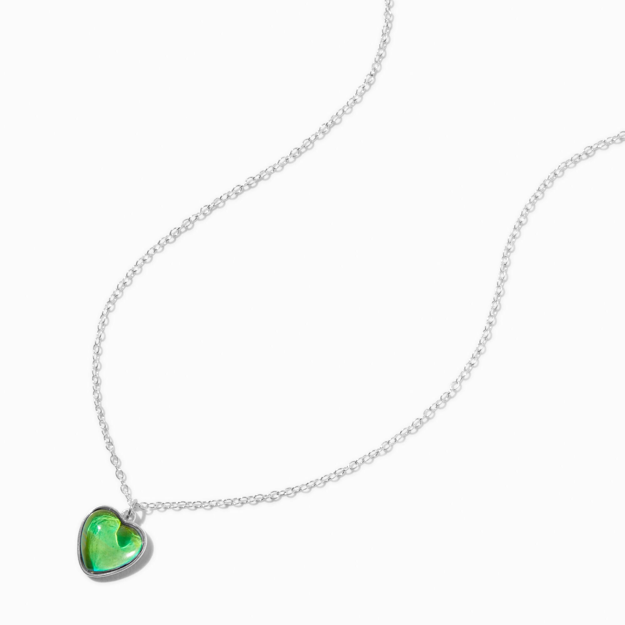 Glitter Heart Mood Pendant Necklace,