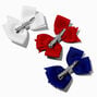Red, White, &amp; Blue Gemstone Hair Bow Clips,