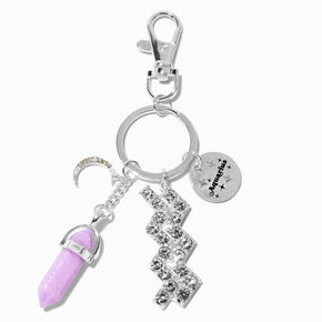 Aquarius Mystical Gem Silver Zodiac Keychain,