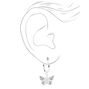 Silver-tone Filigree Butterfly 10mm Hoop Earrings,