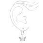 Silver 10MM Filigree Butterfly Hoop Earrings,