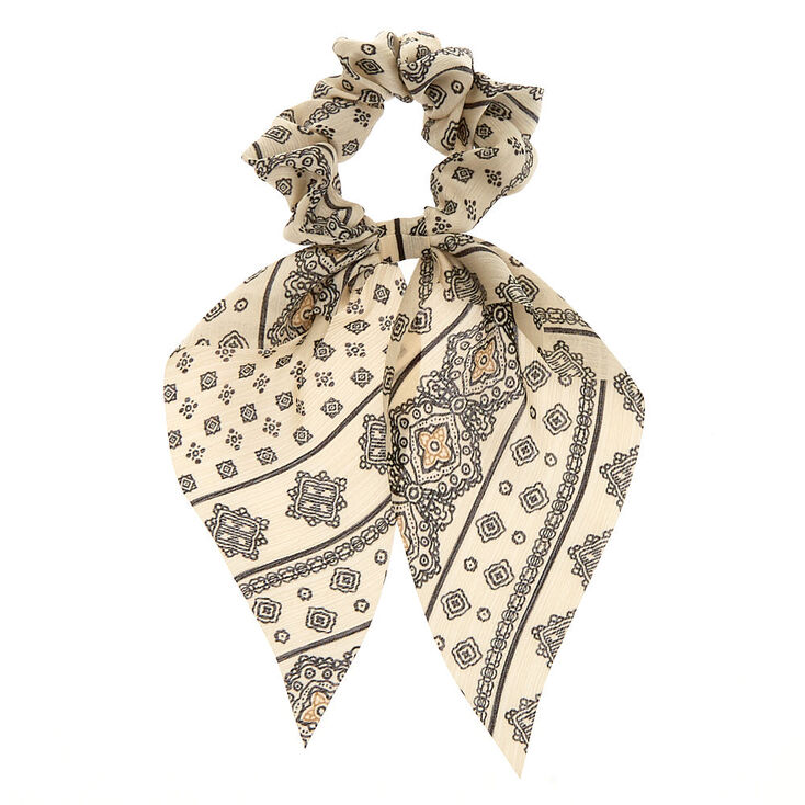 Claire's Chouchou foulard à motif cachemire noir et blanc