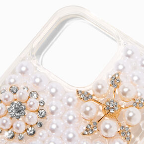 Crystal &amp; Pearl Flowers Bling Phone Case - Fits iPhone&reg; 13 Pro Max,