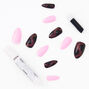 3D Cat Eye Stiletto Faux Nail Set - Pink, 24 Pack,