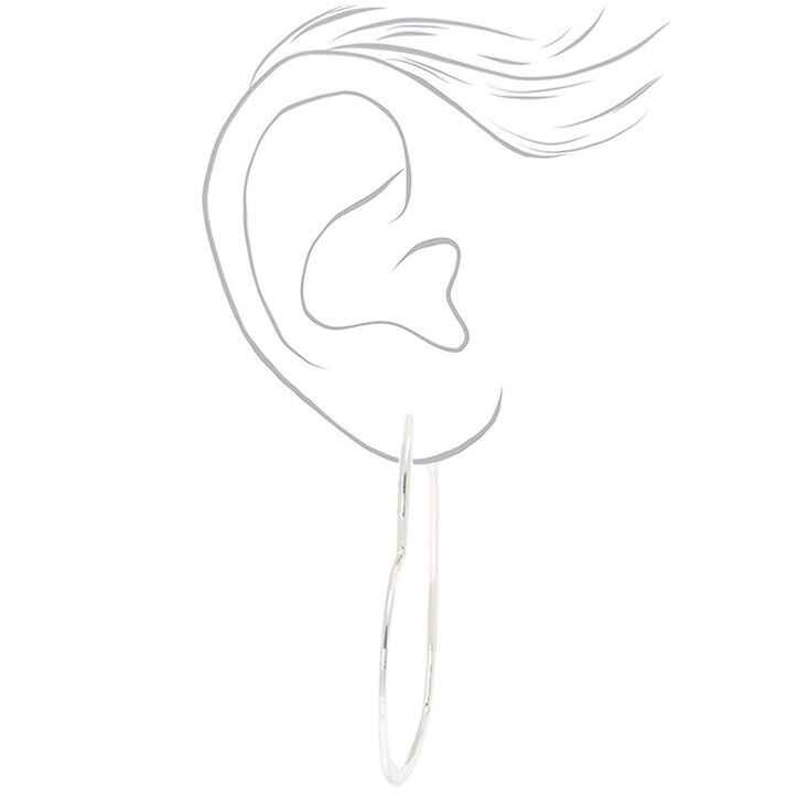 Silver 60MM Heart Hoop Earrings,