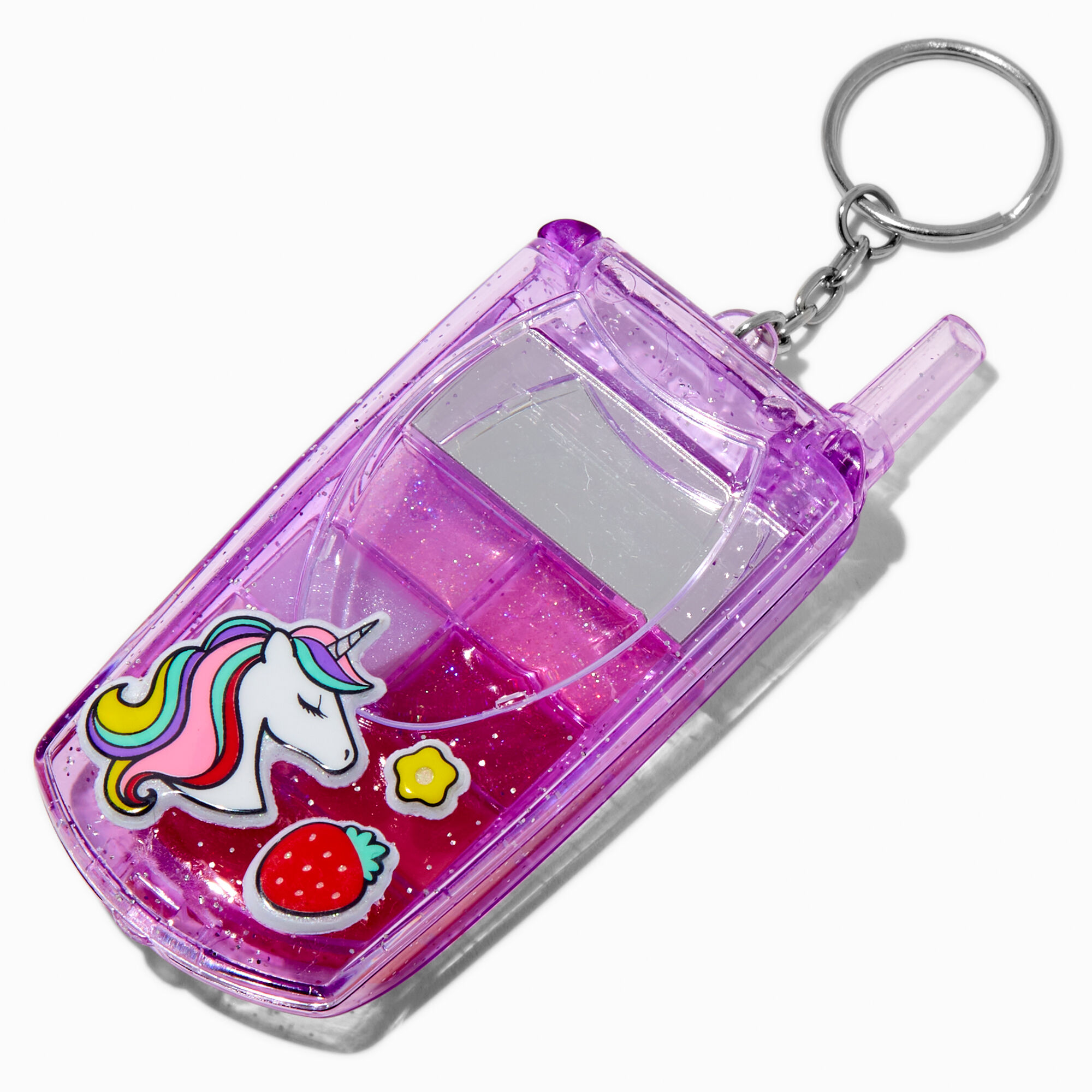 View Claires Y2K Unicorn Flip Phone Lip Gloss Set Purple information