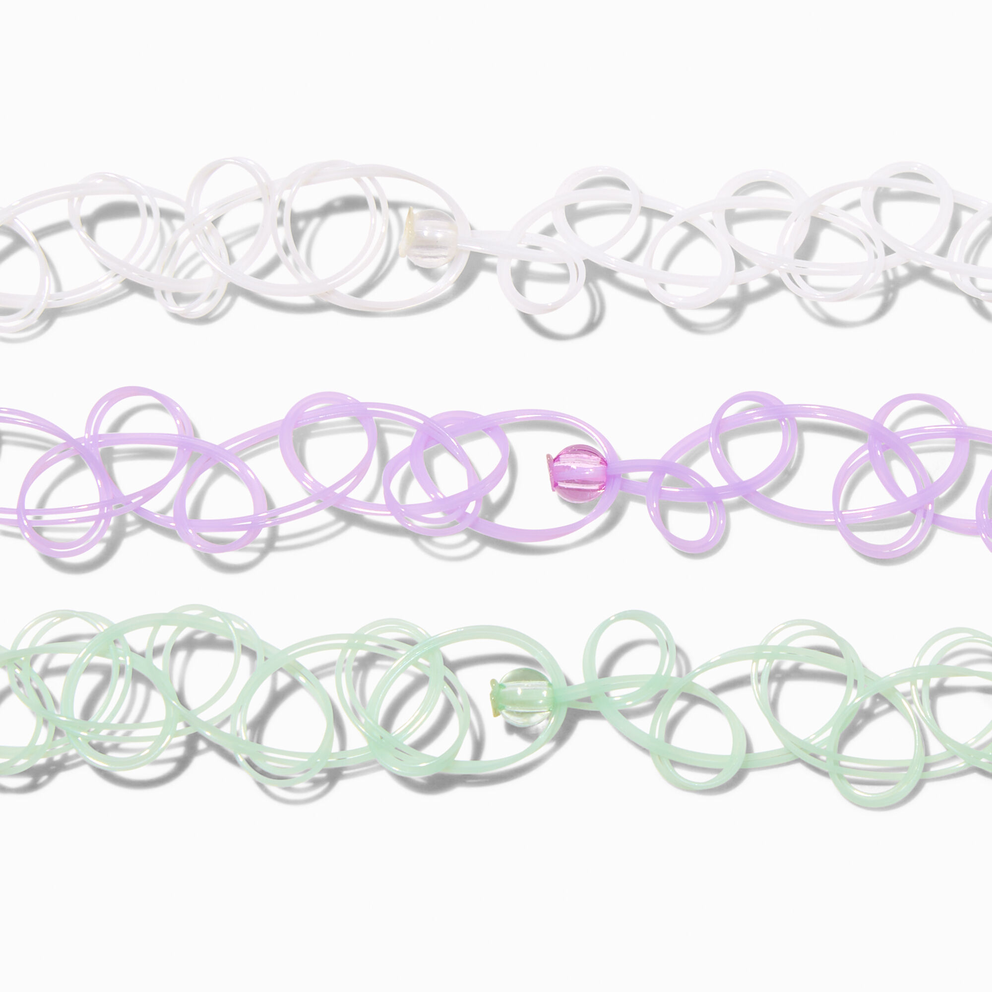 Best Friends Glow in the Dark Alien Tattoo Choker Necklaces - 3 Pack,