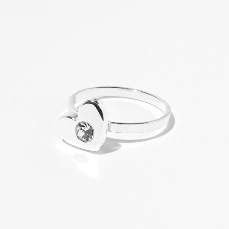 Silver Embellished Heart Fidget Ring,