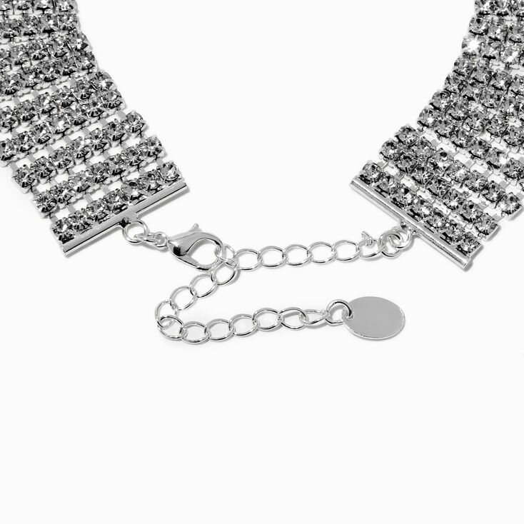 Gold-tone Starburst Silver-tone Rhinestone Choker Necklace,