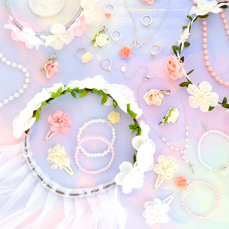 Kids Flower Girl Flower Garland Veil,