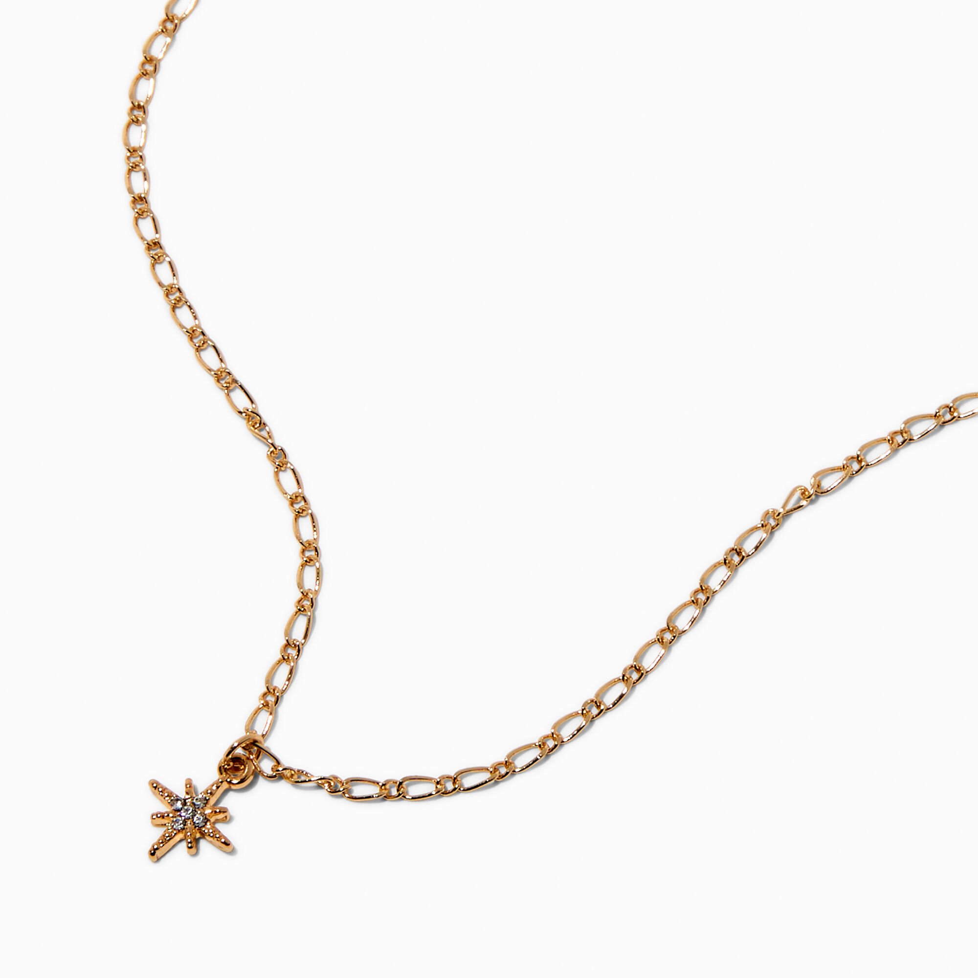 Collier à pendentif étoile rayonnante couleur dorée,
