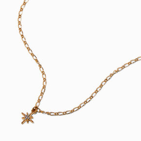 Collier &agrave; pendentif &eacute;toile rayonnante couleur dor&eacute;e,