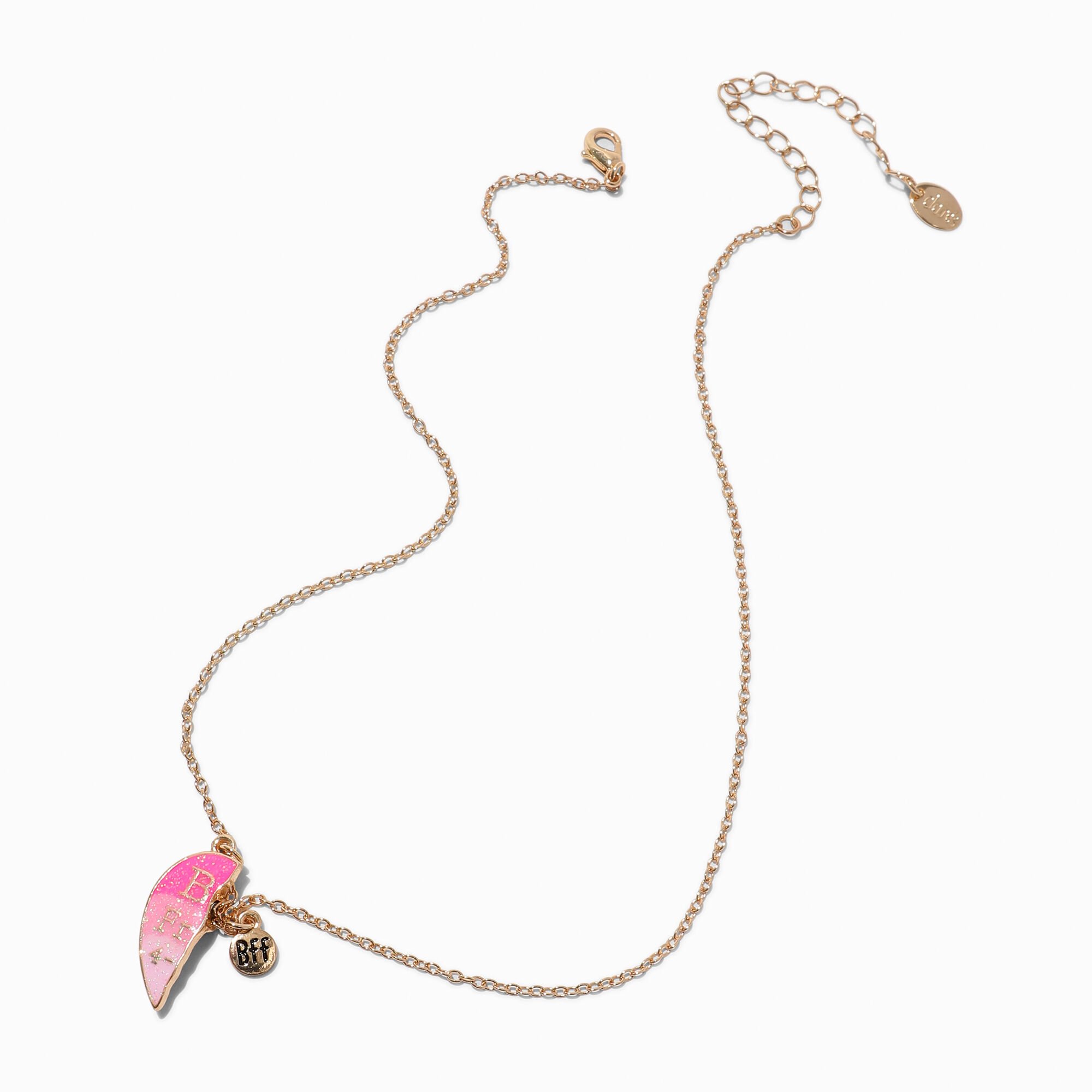 Best Friends Pink Ombré Heart Pendant Necklaces - 3 Pack,