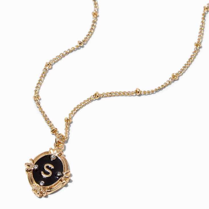 Gold Antiqued Medallion Initial Pendant Necklace - S | Claire's US